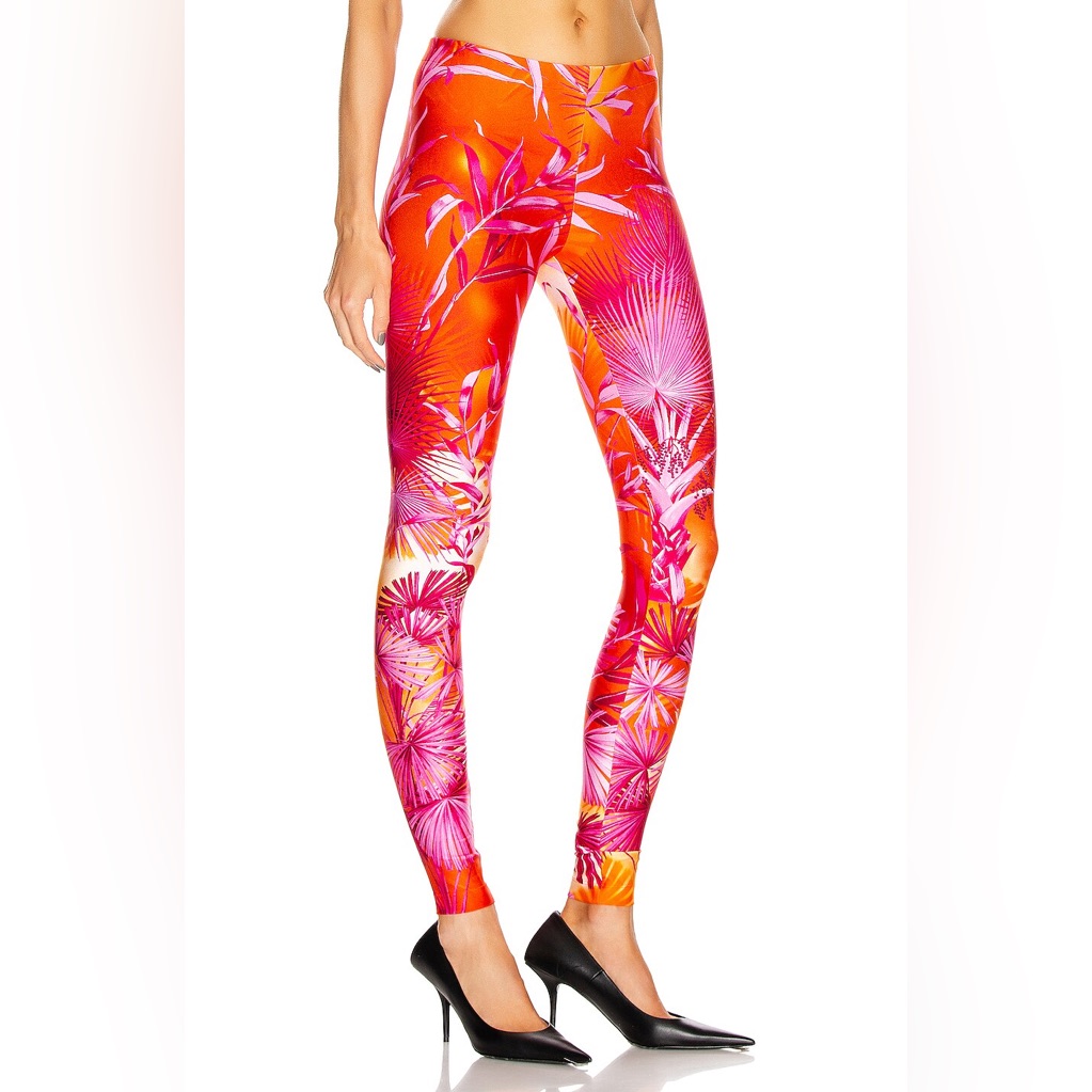 PreOwned  Versace Skinny Orange JunglePalm Legging  Size 38 It  Xs Us